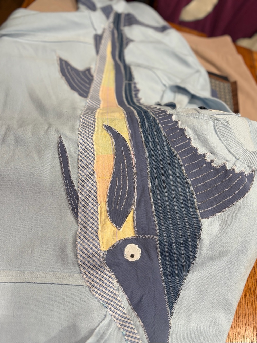 American Eagle Outfitters Light Blue Fish Graphic Crewneck Sweatshirt - Picture 3 of 4